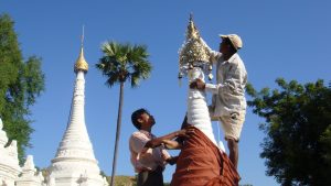 Restoration of three damaged stupas