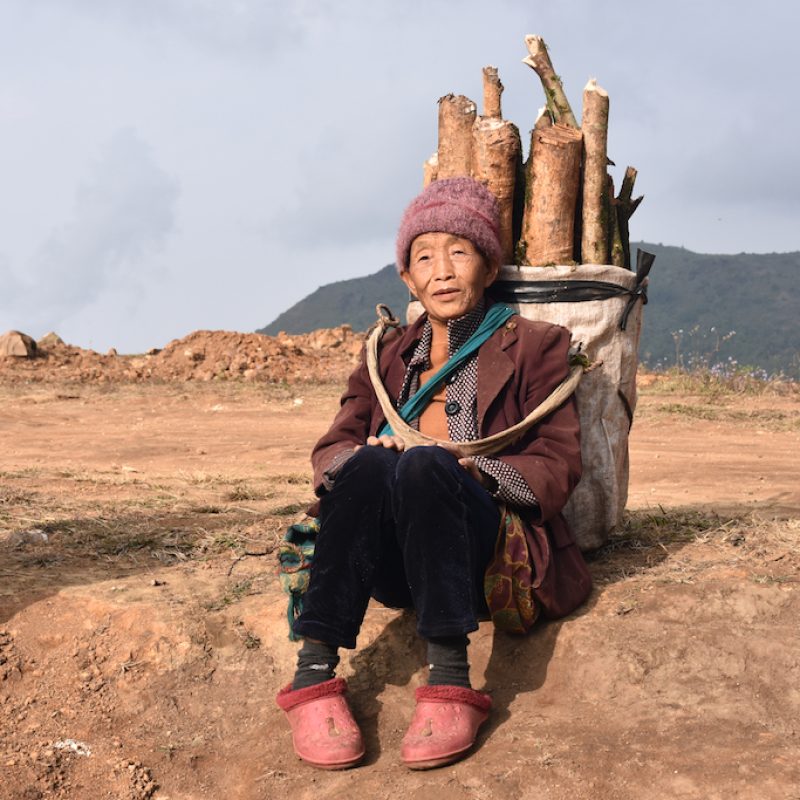 Working Ethnic Old Lady